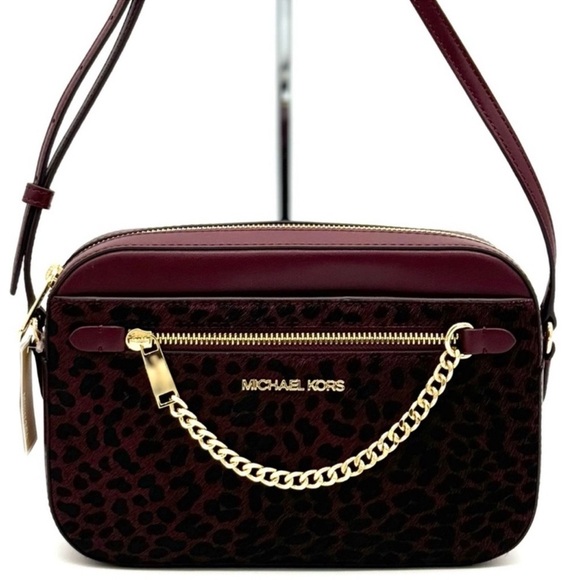 Michael Kors Burgundy and Brown Crossbody Bag